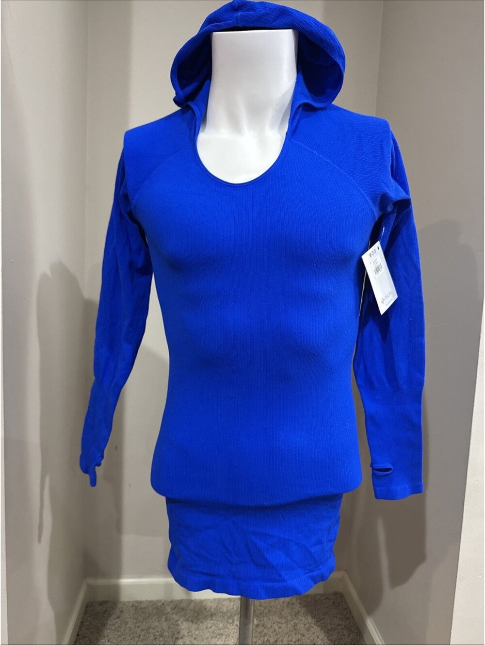 NUX Light Compression Selene Hoodie Catalina Blue Workout Yoga Top Sz Small